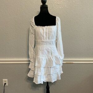 Altar'd State White Long Sleeve Tiered Dress